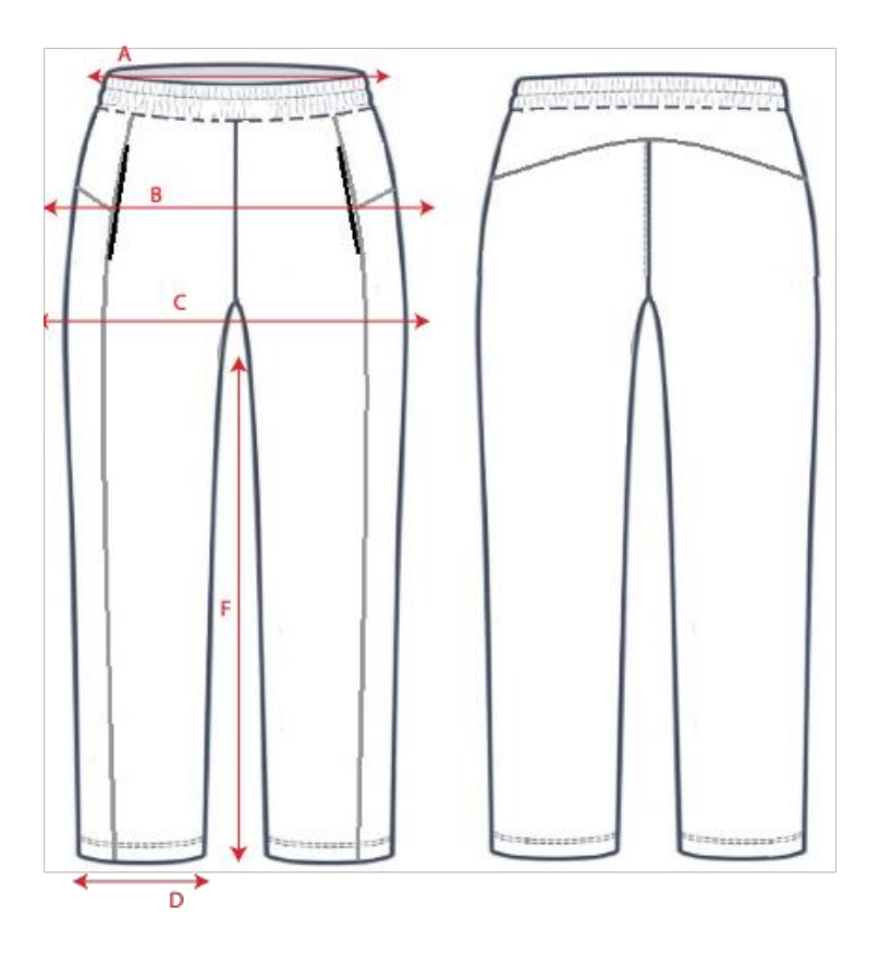Målediagram for Størrelsesguide — Herre joggingbukser