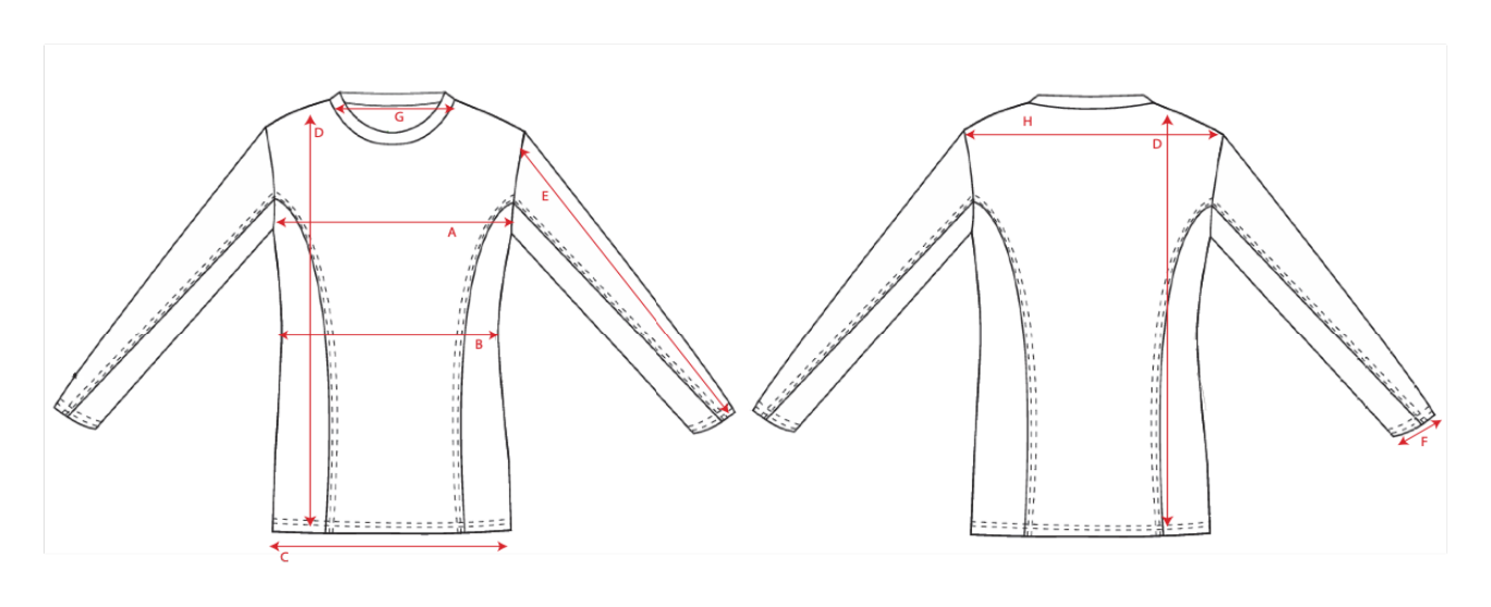 Målediagram for Størrelsesguide — Herre langærmet