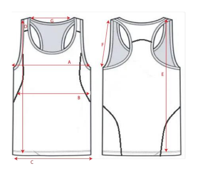 Målediagram for Størrelsesguide — Herre singlet