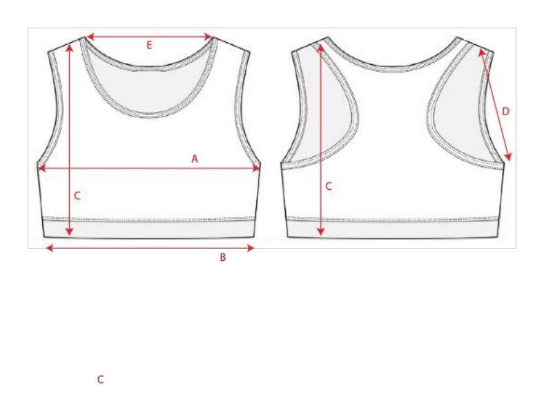 Målediagram for Størrelsesguide — Sports bra
