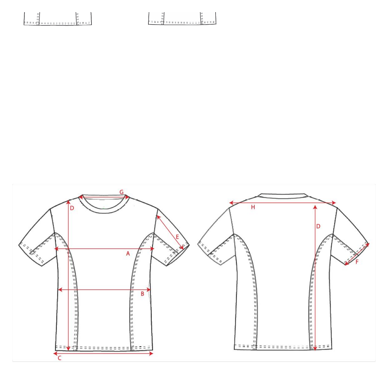 Målediagram for Størrelsesguide — Dame t-shirt